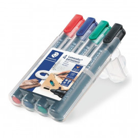 vente BOX DE 4 MARQUEURS PERMANENTS STAEDTLER LUMOCOLOR 350 WP4