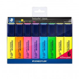 PACK DE 6 SURLIGNEURS STAEDTLER TEXTSURFER CLASSIC 364 + 2 SURLIGNEUR GRATUIT