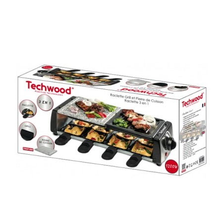 GRILL À 8 RACLETTES ET PIERRE TECHWOOD 1200W a bas prix