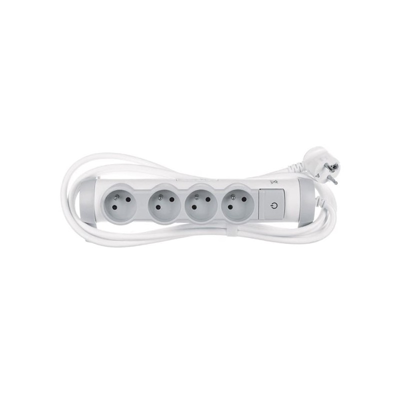 Rallonge 4 prises de courant + 2 chargeurs USB - Blanc-Gris Legrand