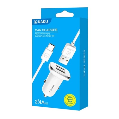 CHARGEUR VOITURE KAKU + CÂBLE USB VERS TYPE-C BLANC prix