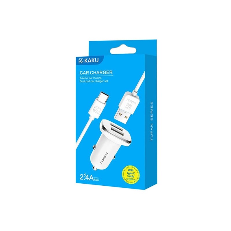 CHARGEUR VOITURE KAKU + CÂBLE USB VERS TYPE-C BLANC prix CHARGEUR VOITURE KAKU + CÂBLE USB VERS TYPE-C BLANC prix