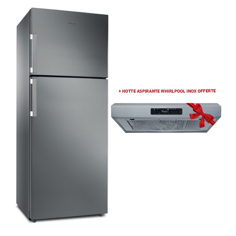 RÉFRIGÉRATEUR DOUBLE PORTE NOFROST WHIRLPOOL W7TI 8711 NFX EX 423L SILVER + HOTTE ASPIRANTE WHIRLPOOL INOX OFFERTE WHIRLPOOL - RÉFRIGÉRATEUR DOUBLE PORTE NOFROST WHIRLPOOL W7TI 8711 NFX EX 423L SILVER + HOTTE ASPIRANTE WHIRLPOOL INOX OFFERTE WHIRLPOOL -
