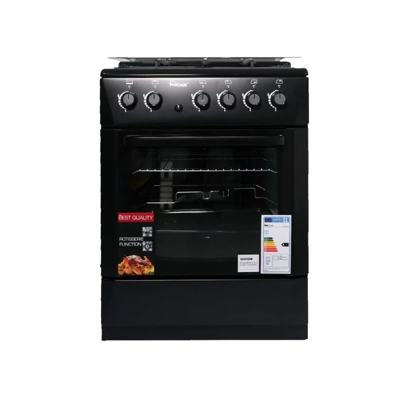 CUISINIÈRE À GAZ PROCOOK 60 CM TG6640N - NOIR ProCook - 1 - tunisie CUISINIÈRE À GAZ PROCOOK 60 CM TG6640N - NOIR ProCook - 1 - tunisie