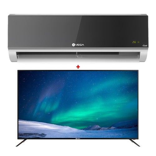 PACK VEGA TV 65" SMART UHD + CLIMATISEUR 12000BTU INVERTER CHAUD&FROID