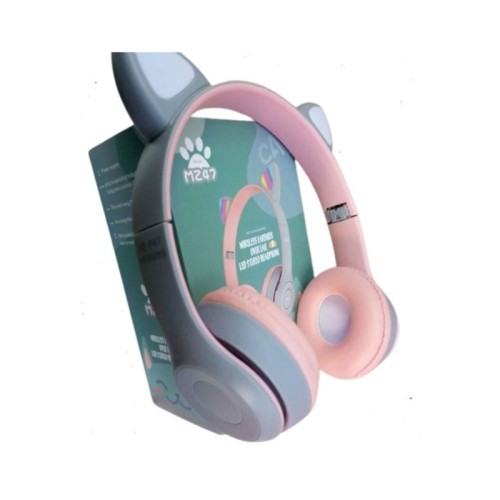 Casque MP3 Bluetooth Oreillettes de Chat MZ47 ROSE/GRIS