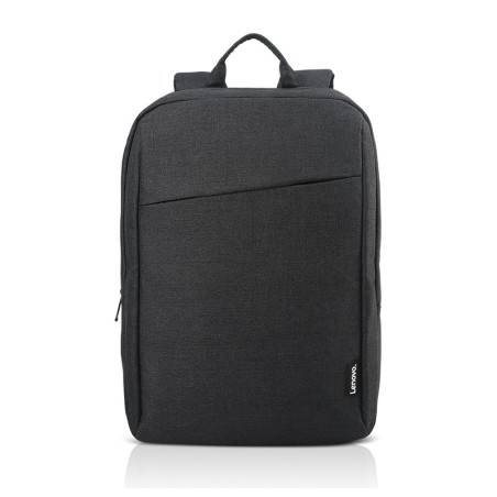 Black Lenovo B210 laptop Backpack with zipper closure, front view.