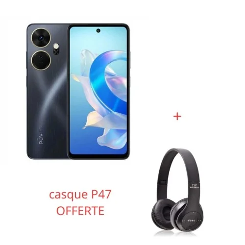 SMARTPHONE ITEL P55+ 4GO 128GO NOIR + casque P47 OFFERTE