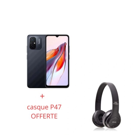 SMARTPHONE XIAOMI REDMI 12C 3GO/64GO GRIS + casque P47 OFFERTE