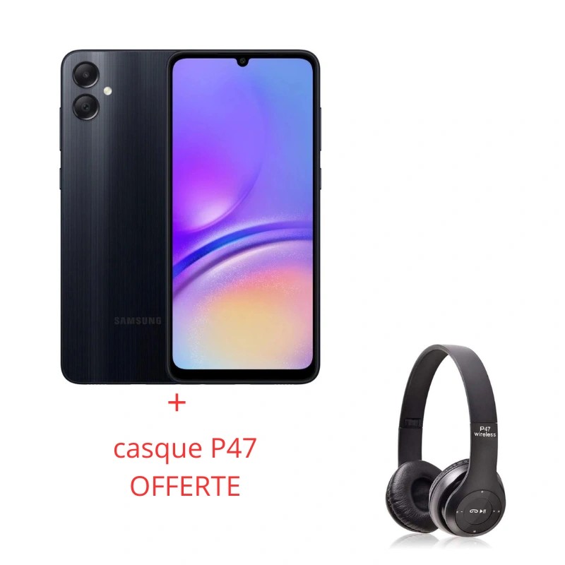 SMARTPHONE SAMSUNG GALAXY A05 6GO 128GO BLACK + casque P47 OFFERTE SMARTPHONE SAMSUNG GALAXY A05 6GO 128GO BLACK + casque P47 OFFERTE