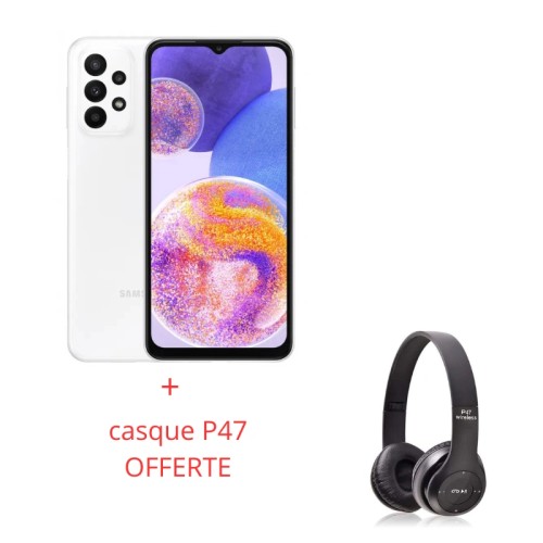 Smartphone SAMSUNG GALAXY A23 4G 4GO64GO BLANC + casque P47 OFFERTE