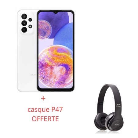 Smartphone SAMSUNG GALAXY A23 4G 4GO64GO BLANC + casque P47 OFFERTE