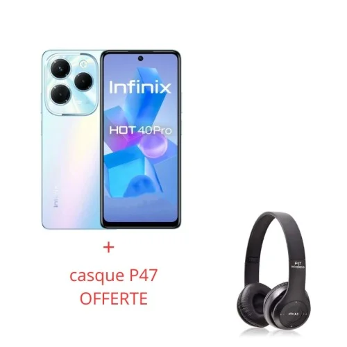 INFINIX HOT 40 PRO - 4GDS- 12256 GB PALM BLUE +casque P47 OFFERTE