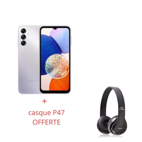 SMARTPHONE SAMSUNG GALAXY A14 4G 6GO/128GO SILVER +casque P47 OFFERTE