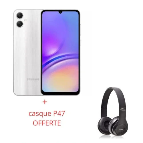 SMARTPHONE SAMSUNG GALAXY A05 4GO/128GO SILVER +casque P47 OFFERTE