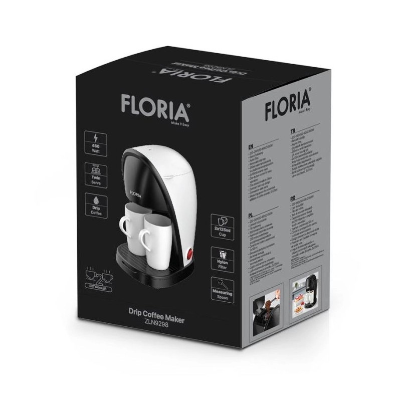 CAFETIÈRE ÉLECTRIQUE FLORIA ZLN9298 250ML BLANC CAFETIÈRE ÉLECTRIQUE FLORIA ZLN9298 250ML BLANC
