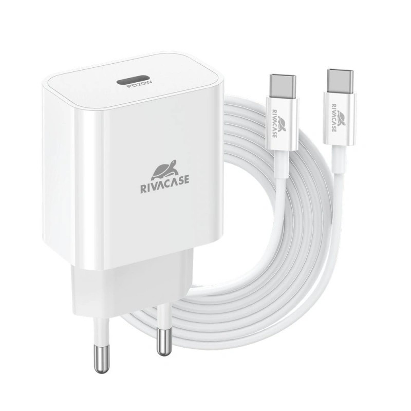 Chargeur Secteur USB-C RIVACASE PS4101 WD4 / 20 W / Avec câble USB-C Vers USB-C / Blanc Chargeur Secteur USB-C RIVACASE PS4101 WD4 / 20 W / Avec câble USB-C Vers USB-C / Blanc