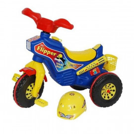 TRICYCLE FLIPPER AVEC CASQUE - BLEU & ROUGE & JAUNE