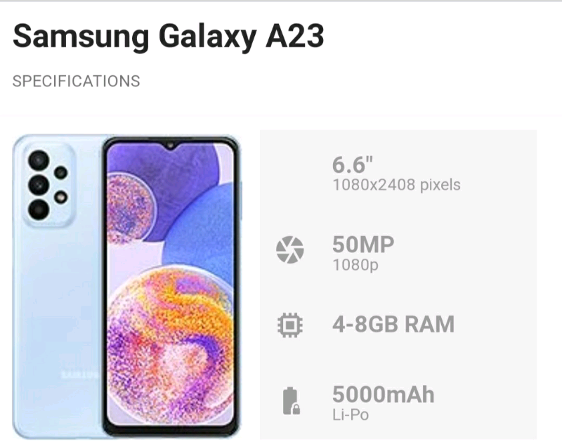 Smartphone Samsung Galaxy A23 (4Go/128Go)
