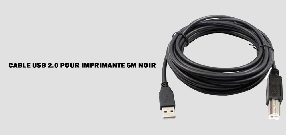CABLE USB 2.0 POUR IMPRIMANTE 5M NOIR prix Tunisie