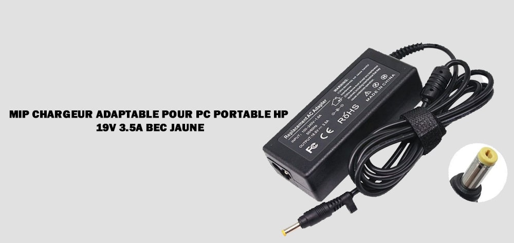 Mip Chargeur adaptable Pour Pc portable HP 19V 3.5A bec jaune Tunisie prix