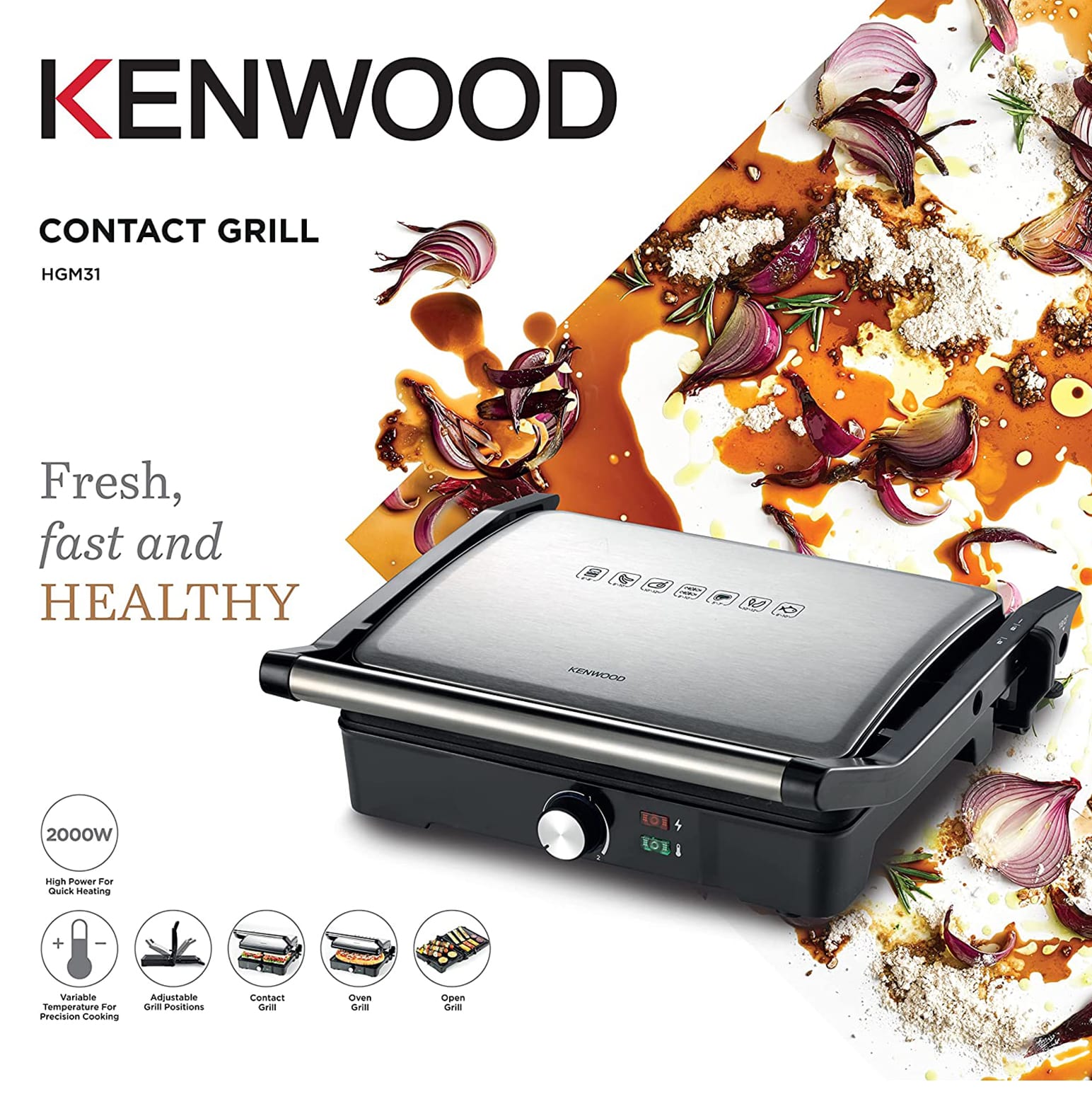 GRILL MULTIFONCTION KENWOOD CONTACT 2000W SILVER Tunisie