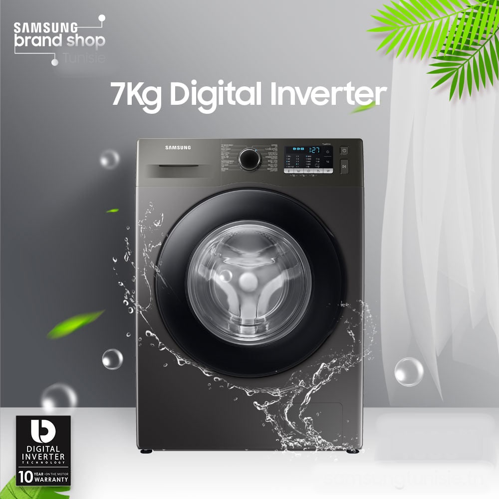 Machine à Laver Inverter Samsung EcoBubble 7 Kg / Inox + Livraison