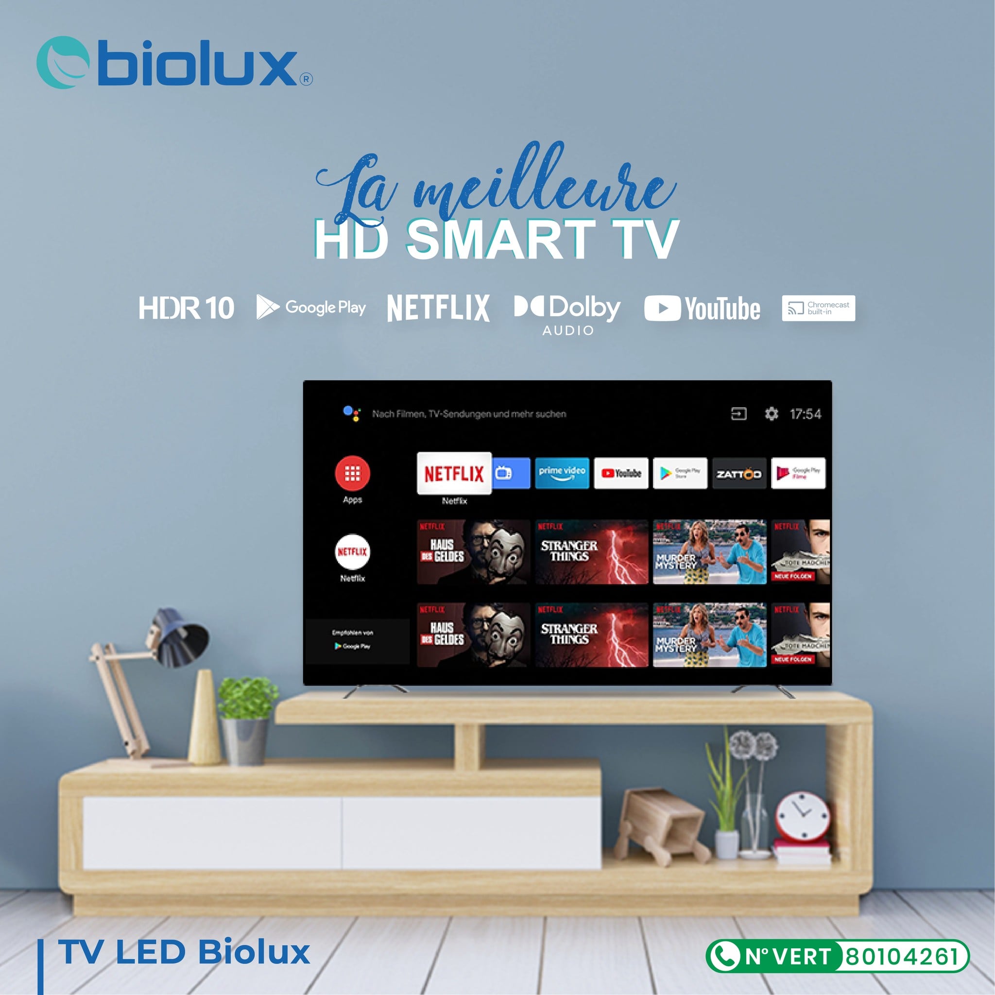 TV LED BIOLUX 40" UHD 4K SMART + RÉCEPTEUR INTÉGRÉ