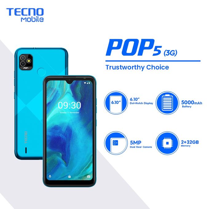 TECNO POP 5 3G 2GO/32GO Bleu