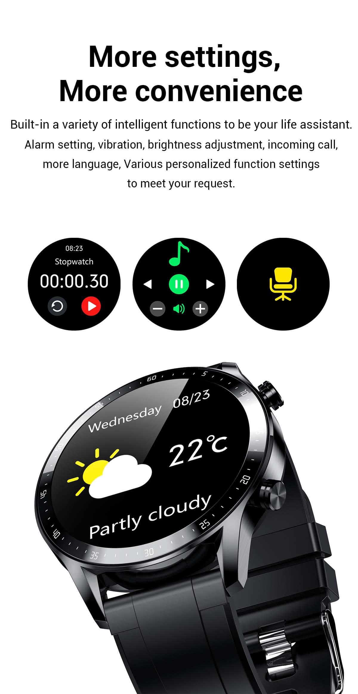smartwatch LINWEAR LW08 - noir a bas prix