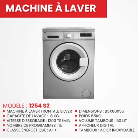 Vente Machine à laver Silver 8Kg SEG à bas prix | Electro Tounes