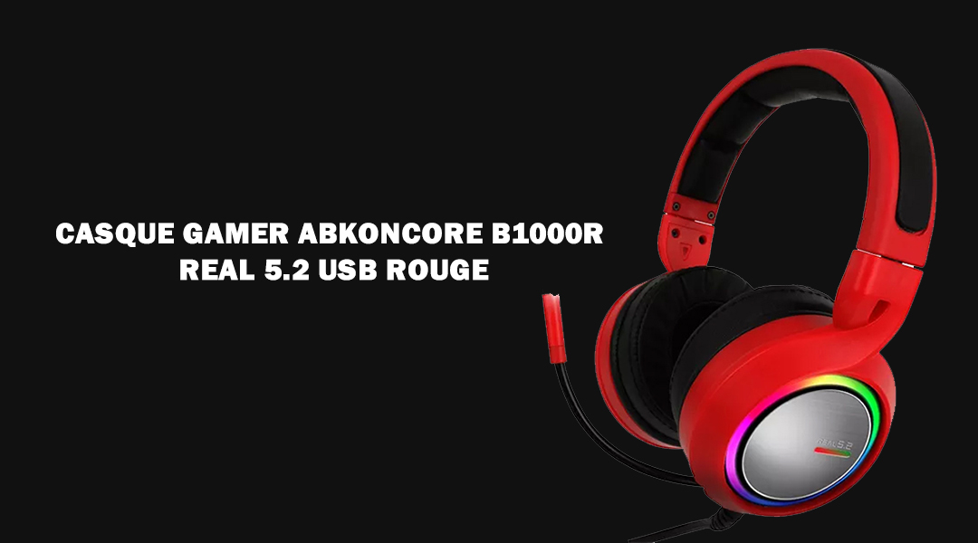 Casque Gamer Abkoncore B1000R Real 5.2 USB Rouge