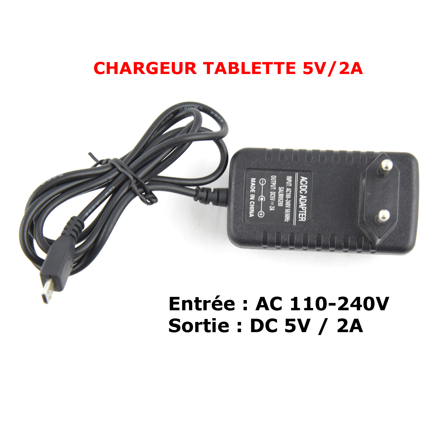 Vente CHARGEUR TABLETTE 5V/2A a bas prix | Electro Tounes